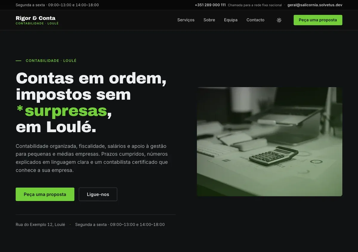 Salicornia theme — home page on a desktop screen
