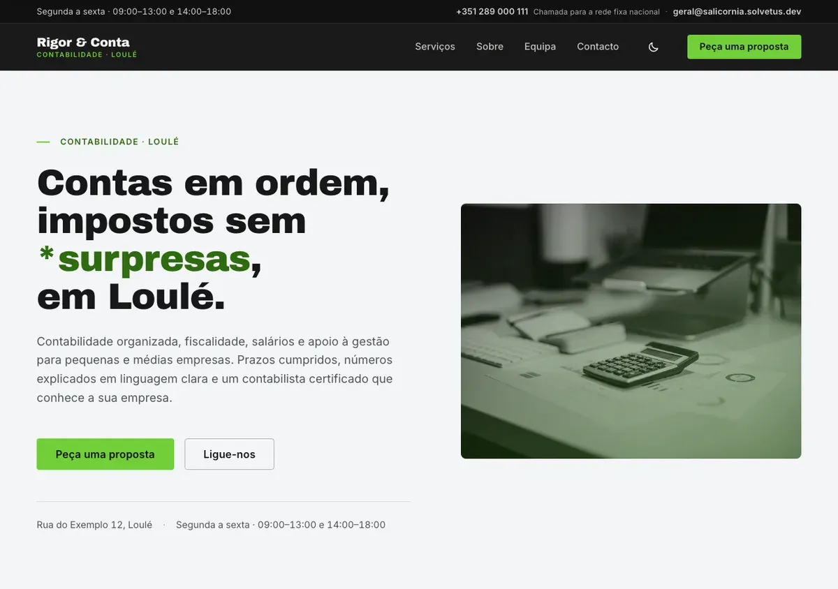 Salicornia theme — home page on a desktop screen